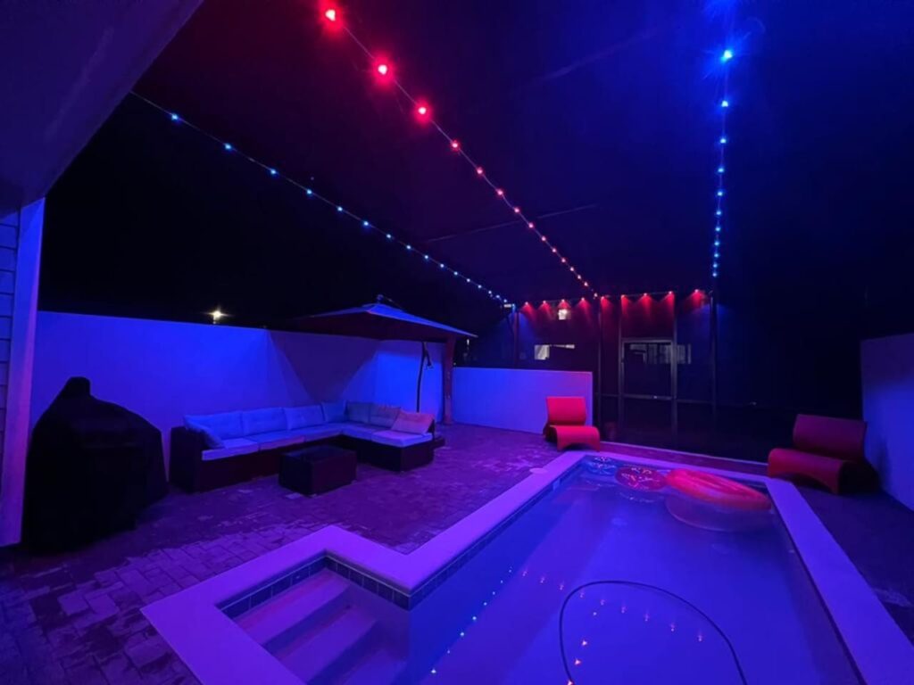 Amazing Friends — Poolside lighting at night